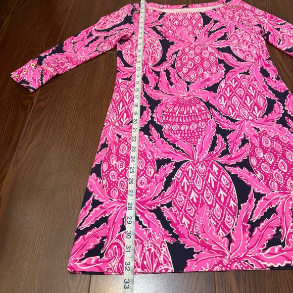Lilly Pulitzer Sophie Dress 3/4 Sleeves Bright Pink & Navy in Coco Safari Sz Sml - Picture 11 of 15